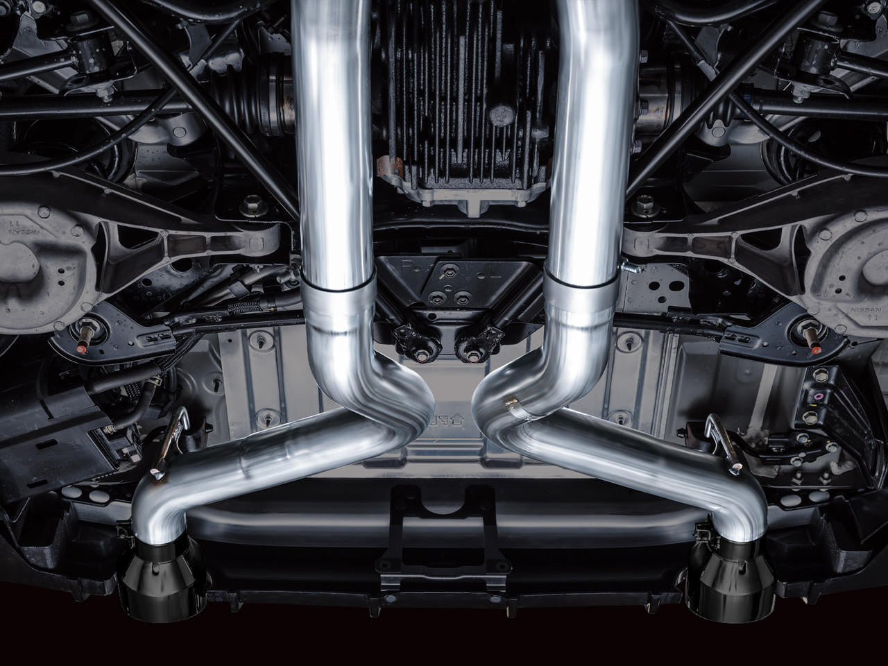 AWE Track Edition Exhaust for Nissan Z - Diamond Black Tips - Apollo Off-Road