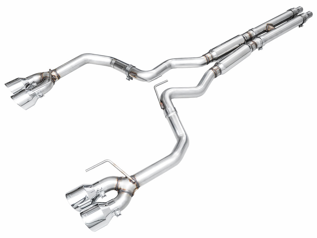AWE Track Edition Exhaust for S650 Mustang Dark Horse - Quad Chrome Silver Tips - Apollo Off-Road