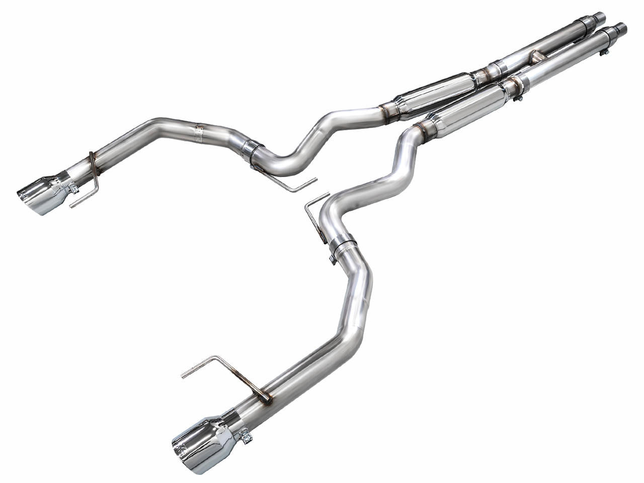 AWE Track Edition Exhaust for S650 Mustang GT Fastback - Dual Chrome Silver Tips - Apollo Off-Road