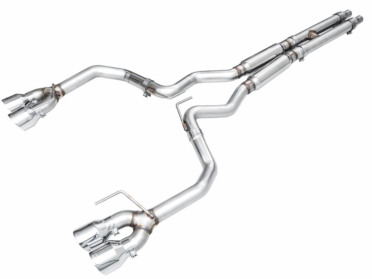 AWE Track Edition Exhaust for S650 Mustang GT Fastback - Quad Chrome Silver Tips - Apollo Off-Road