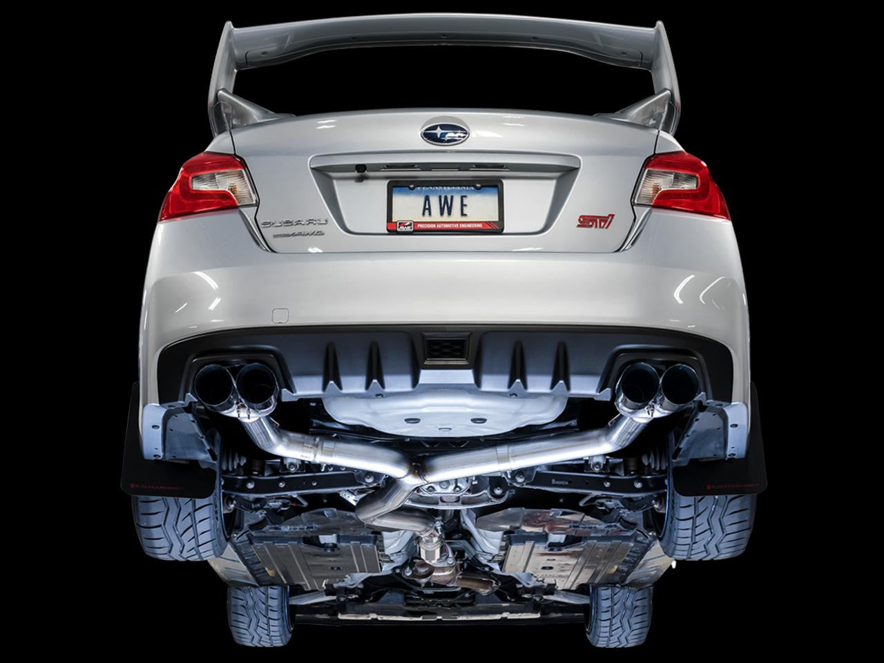 AWE Track Edition Exhaust for VA - GV WRX - STI Sedan - Diamond Black Quad Tips (102mm) - Apollo Off-Road