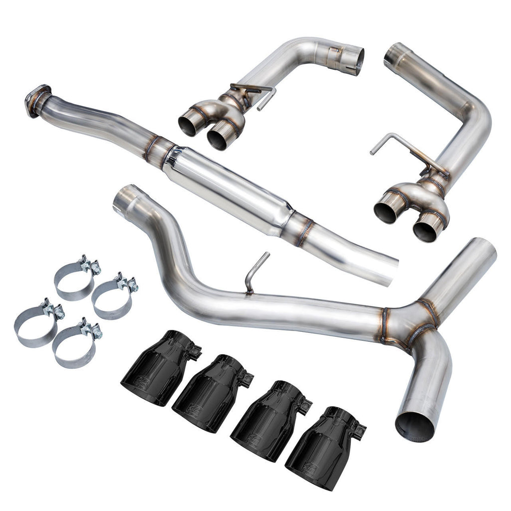 AWE Track Edition Exhaust for VA - GV WRX - STI Sedan - Diamond Black Quad Tips (102mm) - Apollo Off-Road