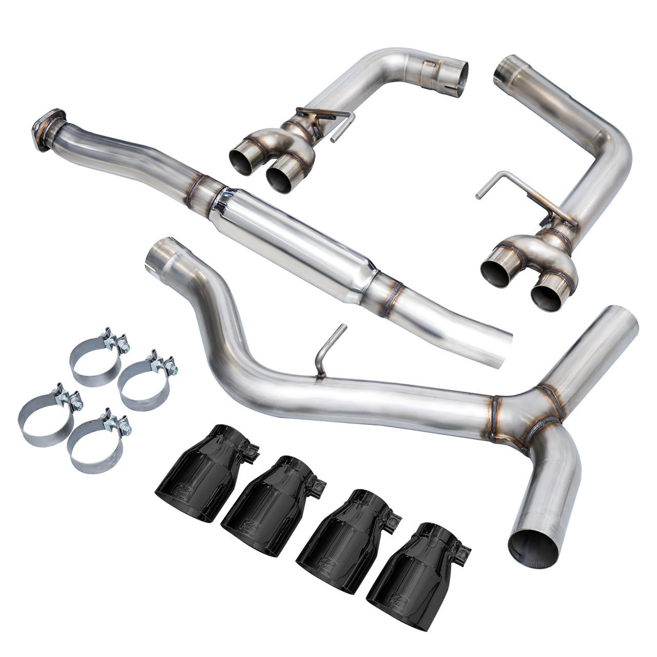 AWE Track Edition Exhaust for VA - GV WRX - STI Sedan - Diamond Black Quad Tips (102mm) - Apollo Off-Road