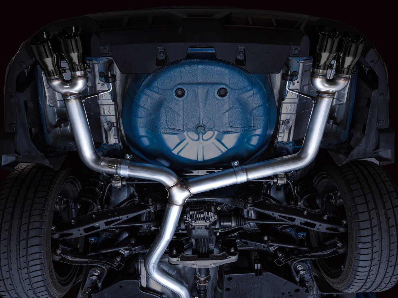 AWE Track Edition Exhaust for VB Subaru WRX - Diamond Black Tips - Apollo Off-Road