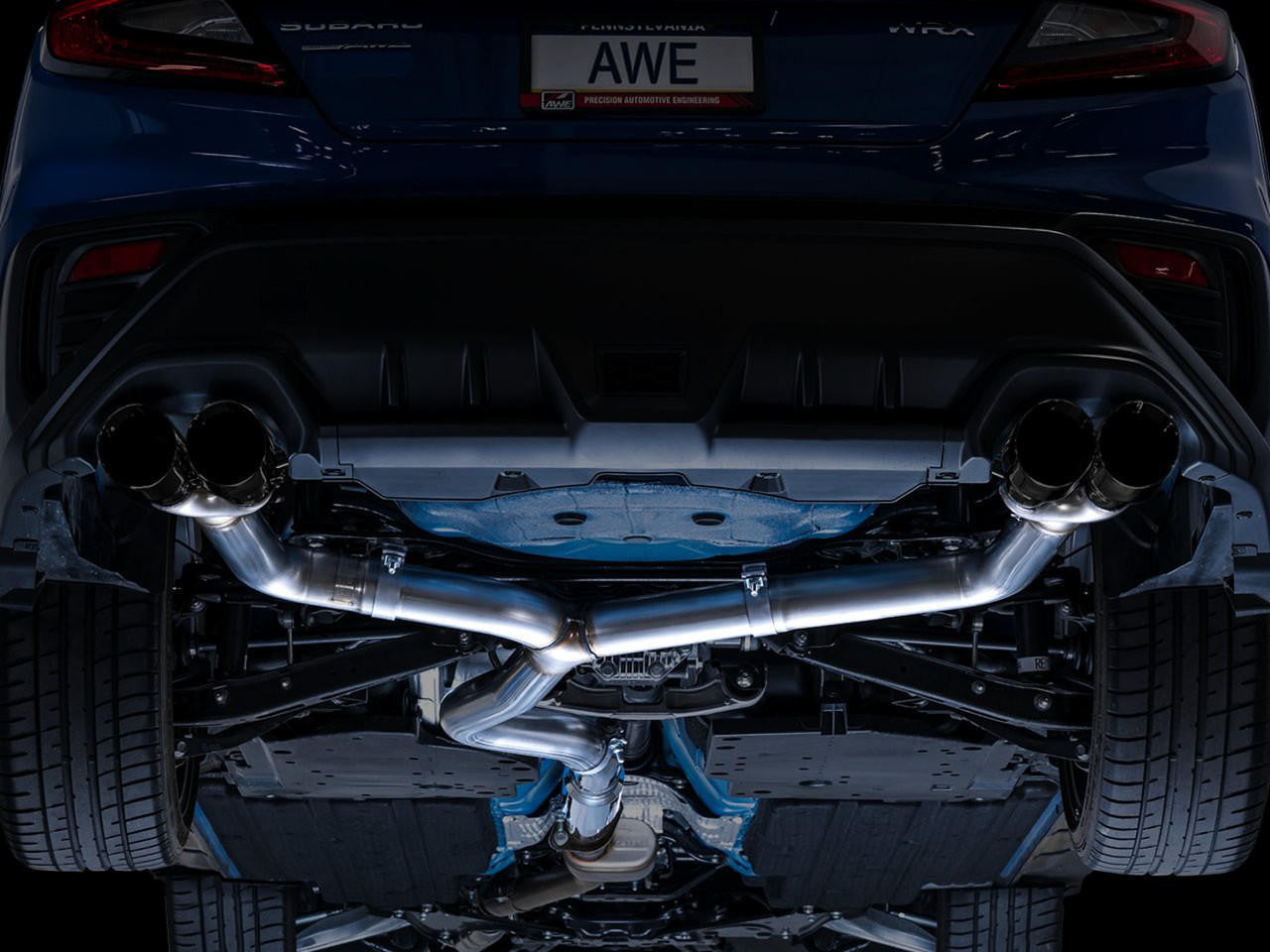 AWE Track Edition Exhaust for VB Subaru WRX - Diamond Black Tips - Apollo Off-Road