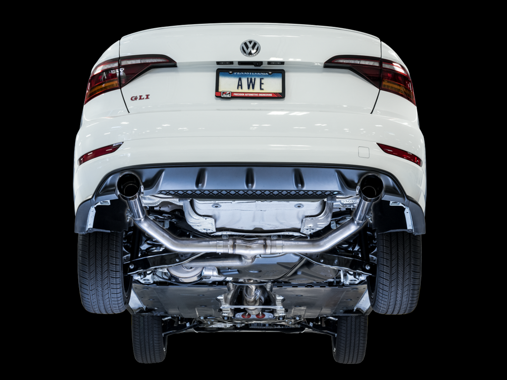 AWE Track Edition Exhaust - Resonated - for MK7 Jetta GLI w- High Flow Downpipe (not included) - Chrome Silver Tips - Apollo Off-Road