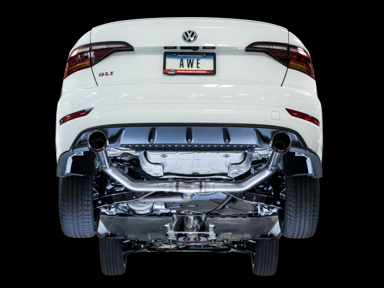 AWE Track Edition Exhaust - Resonated - for MK7 Jetta GLI w- High Flow Downpipe (not included) - Chrome Silver Tips - Apollo Off-Road