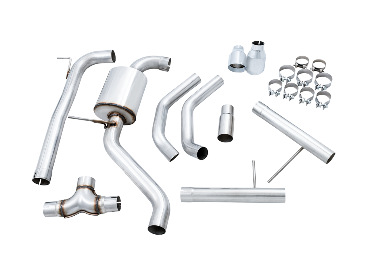 AWE Track Edition Exhaust - Resonated - for MK7 Jetta GLI w- High Flow Downpipe (not included) - Chrome Silver Tips - Apollo Off-Road