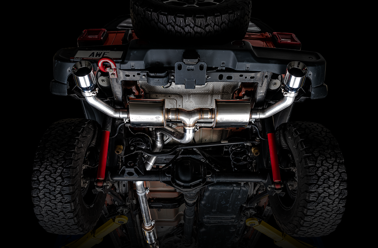 AWE Tread Edition Axleback Dual Exhaust for Jeep JL-JLU 3.6L-2.0T - Chrome Silver Tips - Apollo Off-Road