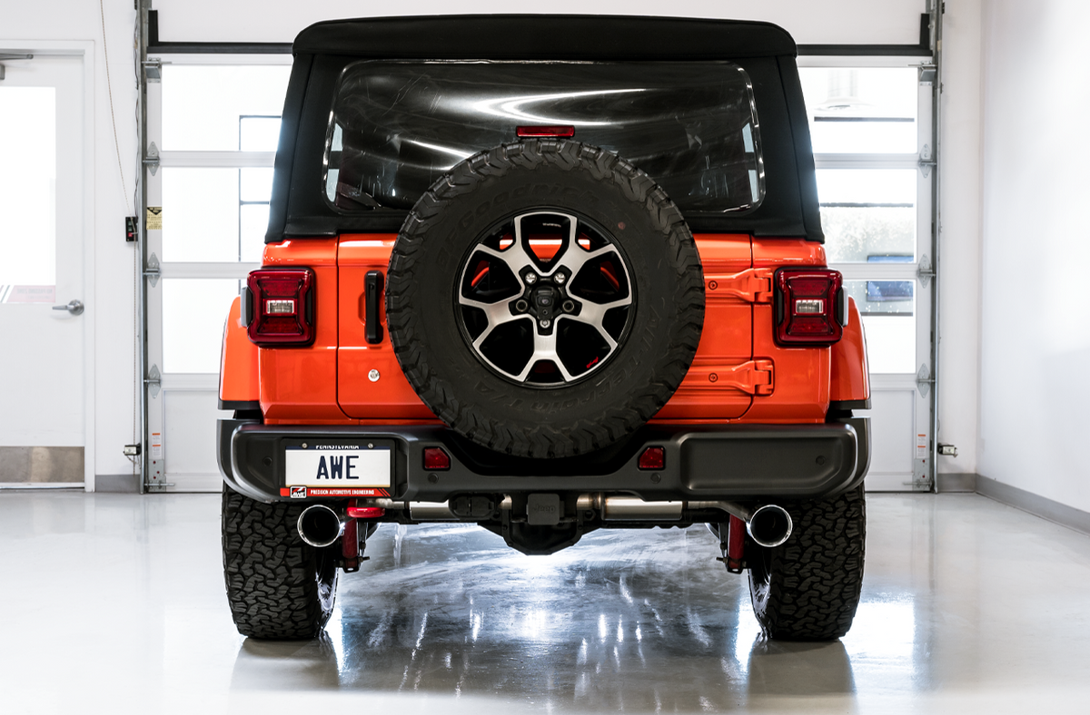 AWE Tread Edition Axleback Dual Exhaust for Jeep JL-JLU 3.6L-2.0T - Chrome Silver Tips - Apollo Off-Road