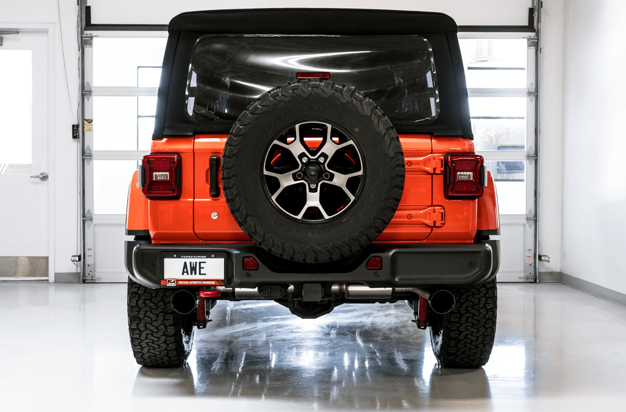AWE Tread Edition Axleback Dual Exhaust for Jeep JL-JLU 3.6L-2.0T - Diamond Black Tips - Apollo Off-Road