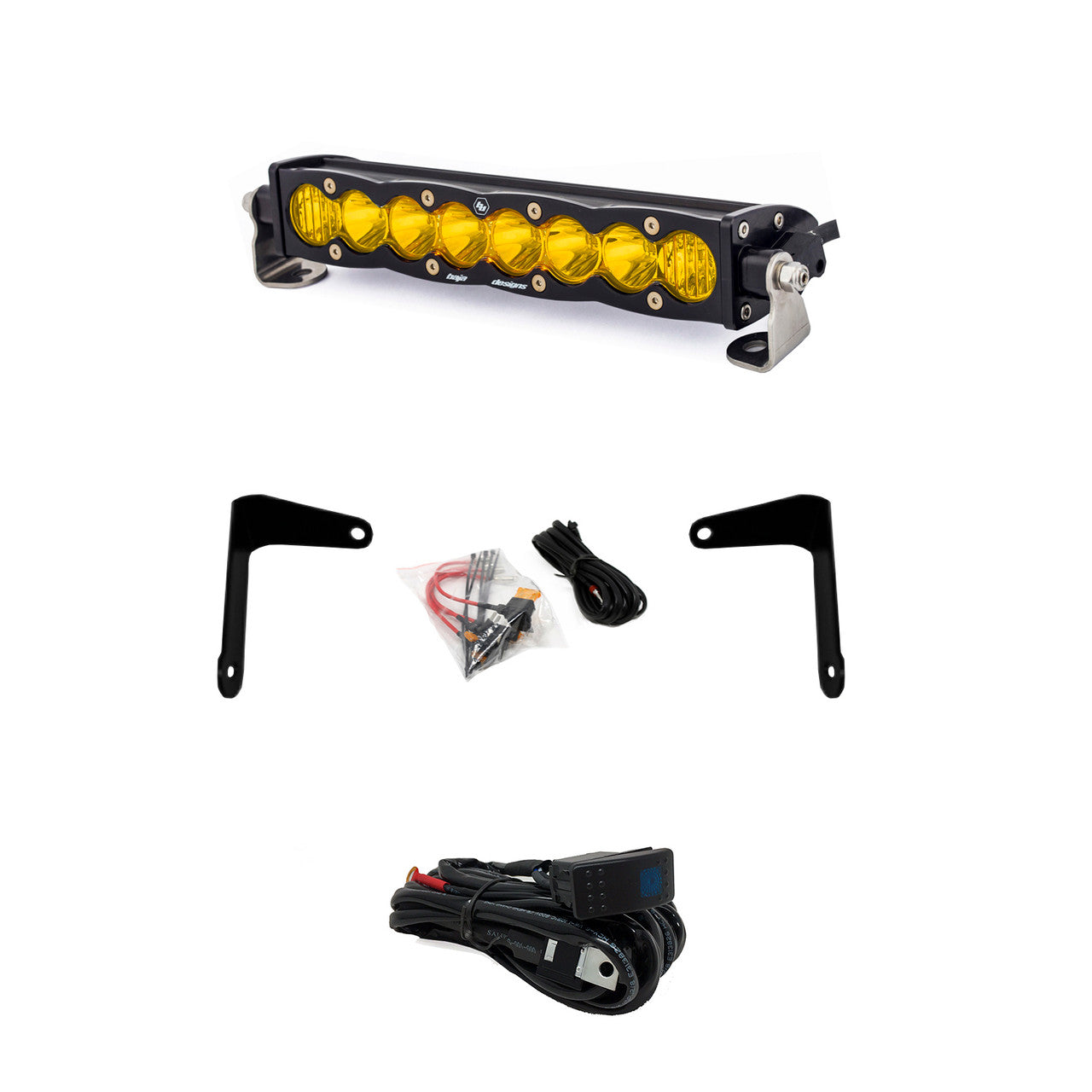 Baja Designs Can-Am S8 10 Inch Amber Shock Mount Light Bar Kit - Can-Am 2017-21 Maverick X3 - Apollo Off-Road