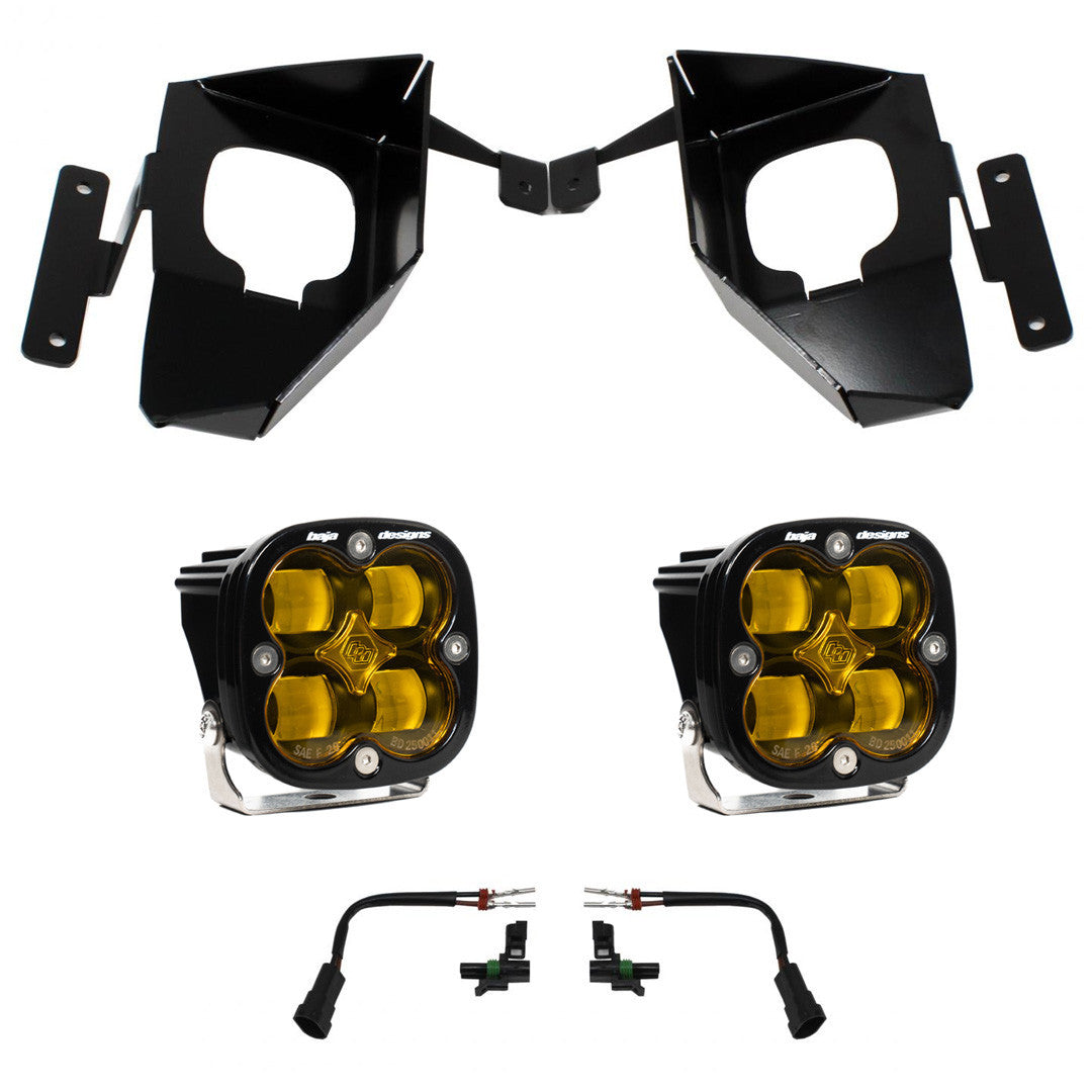 Baja Designs Chevy Squadron SAE "Street Legal" Amber Fog Pocket Light Kit - Chevy 2016-18 Silverado 1500 - Apollo Off-Road