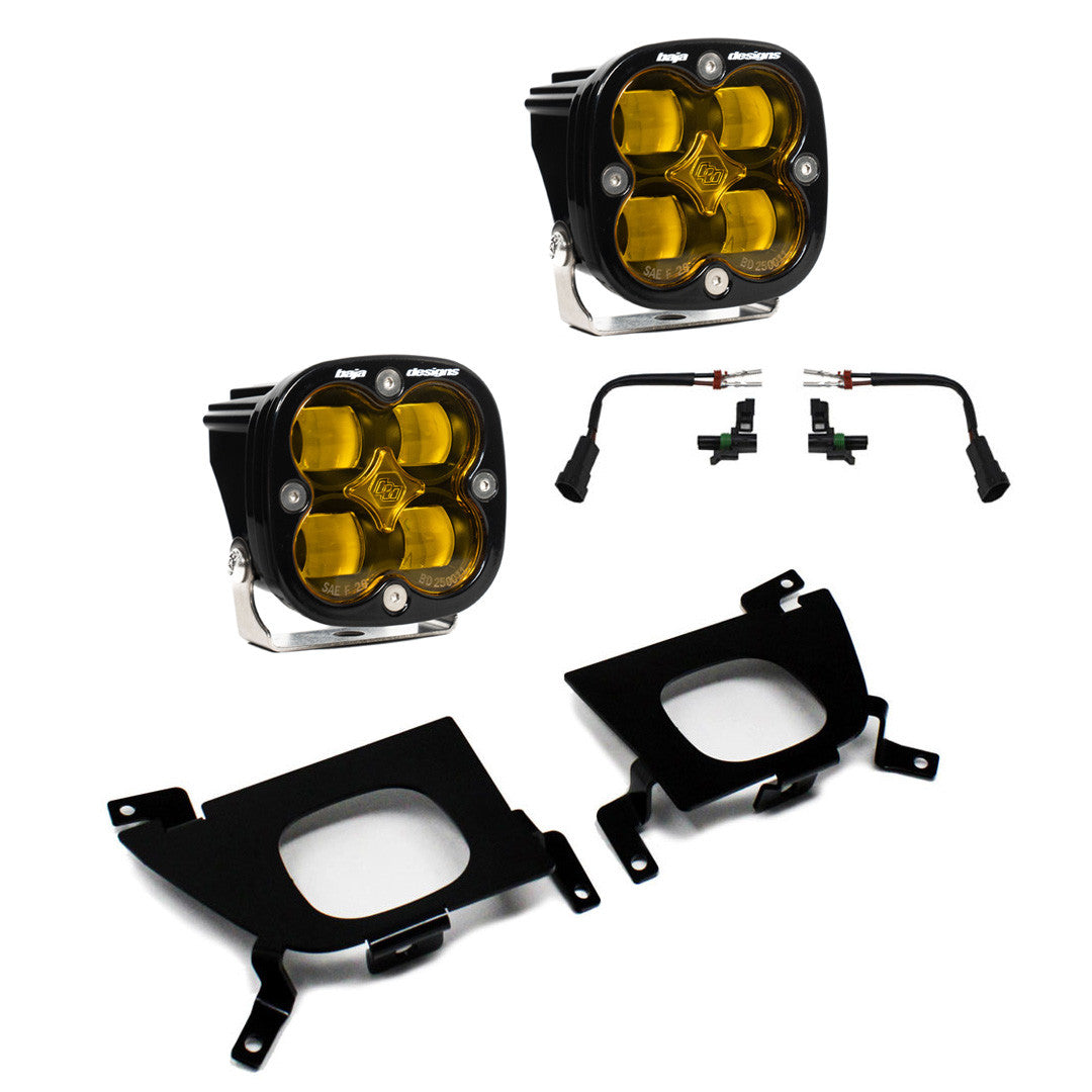 Baja Designs Chevy Squadron SAE "Street Legal" Amber Fog Pocket Light Kit - Chevy 2019-22 Silverado 1500- 2020-22 2500HD-3500HD - Apollo Off-Road
