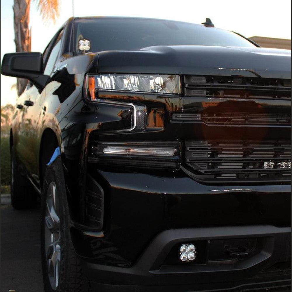Baja Designs Chevy Squadron SAE "Street Legal" Fog Pocket Light Kit - Chevy 2019-22 Silverado 1500- 2020-22 2500HD-3500HD - Apollo Off-Road