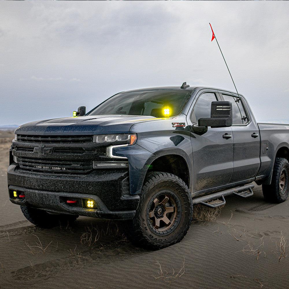 Baja Designs Chevy Squadron Sport Amber Fog Pocket Light Kit - Chevy 2019-22 Silverado 1500, 2020-22 2500HD-3500HD - Apollo Off-Road