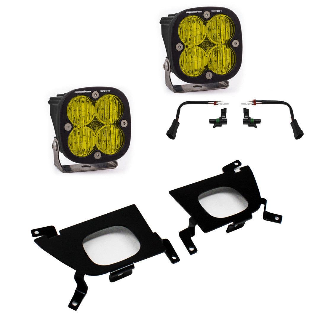 Baja Designs Chevy Squadron Sport Amber Fog Pocket Light Kit - Chevy 2019-22 Silverado 1500, 2020-22 2500HD-3500HD - Apollo Off-Road