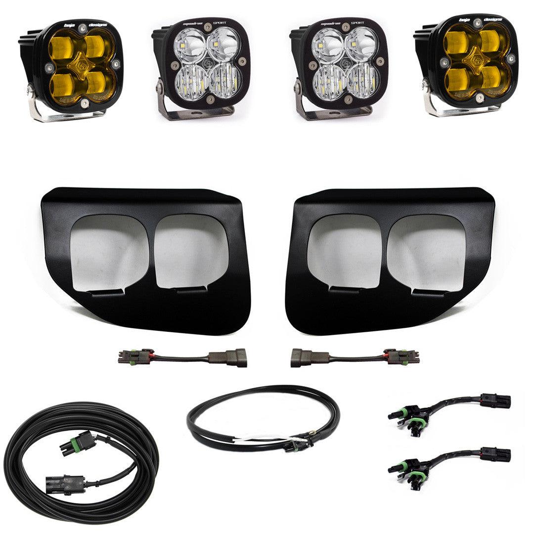 Baja Designs Ford Squadron SAE-Sport Amber w-Upfitter Fog Pocket Light Kit - Ford 2020-22 F-250-350 Super Duty - Apollo Off-Road