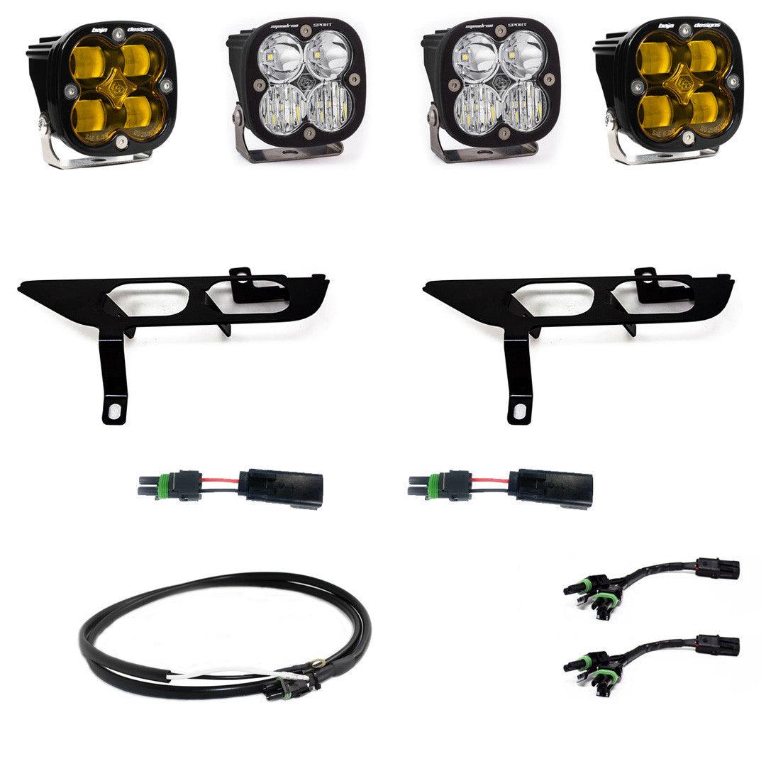 Baja Designs Ford Squadron SAE-Sport Amber w-Upfitter Fog Pocket Light Kit - Ford 2021-22 F-150 w- Daytime Running Lights - Apollo Off-Road