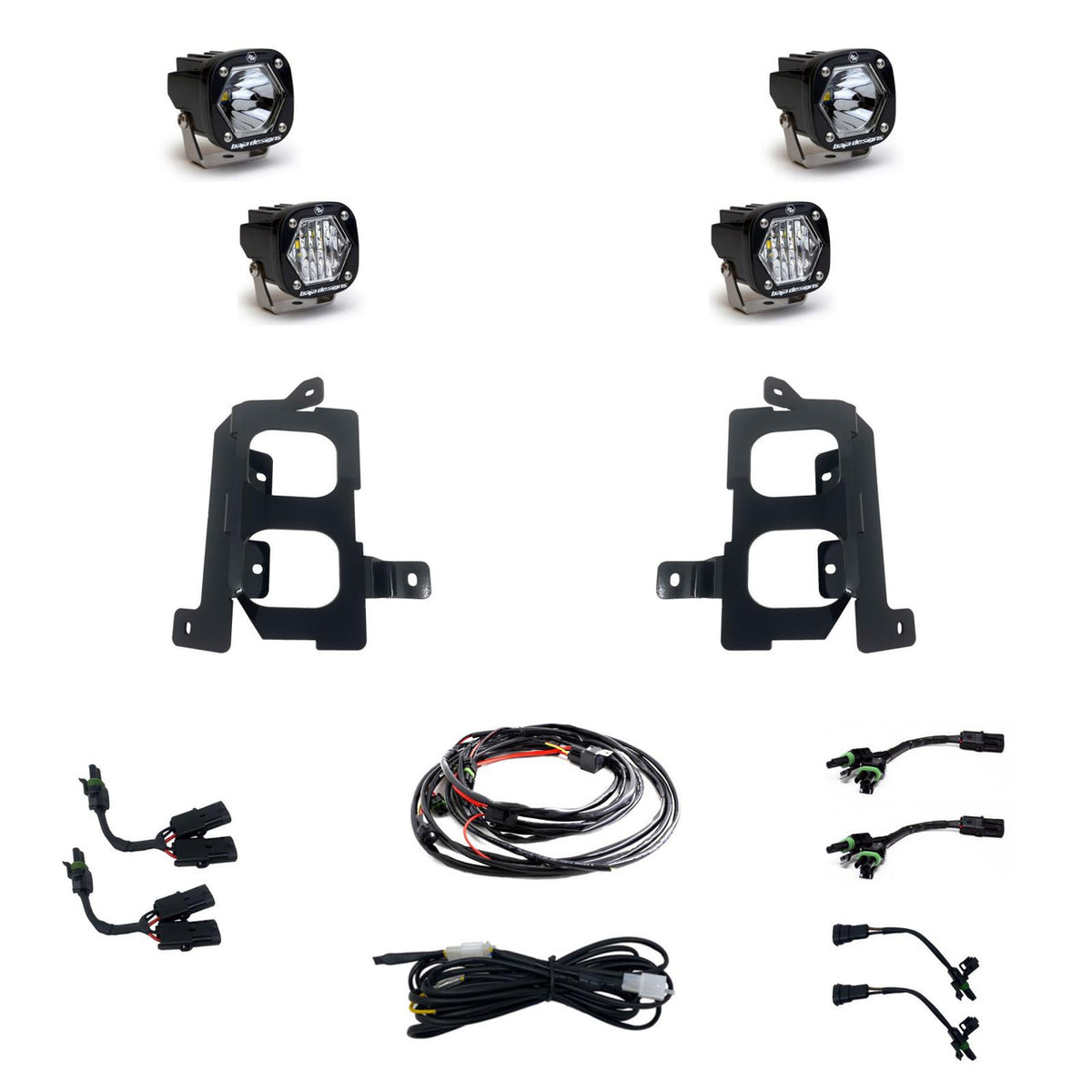 Baja Designs GMC S1 Amber Dual Fog Pocket Light Kit - GMC 2019-22 Sierra 1500 - Apollo Off-Road