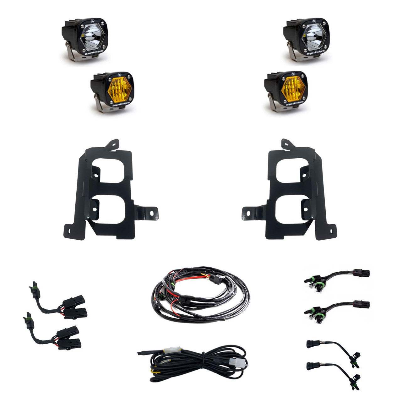 Baja Designs GMC S1 Clear Spot-Amber Dual Fog Pocket Light Kit - GMC 2020-22 Sierra 2500HD-3500HD - Apollo Off-Road