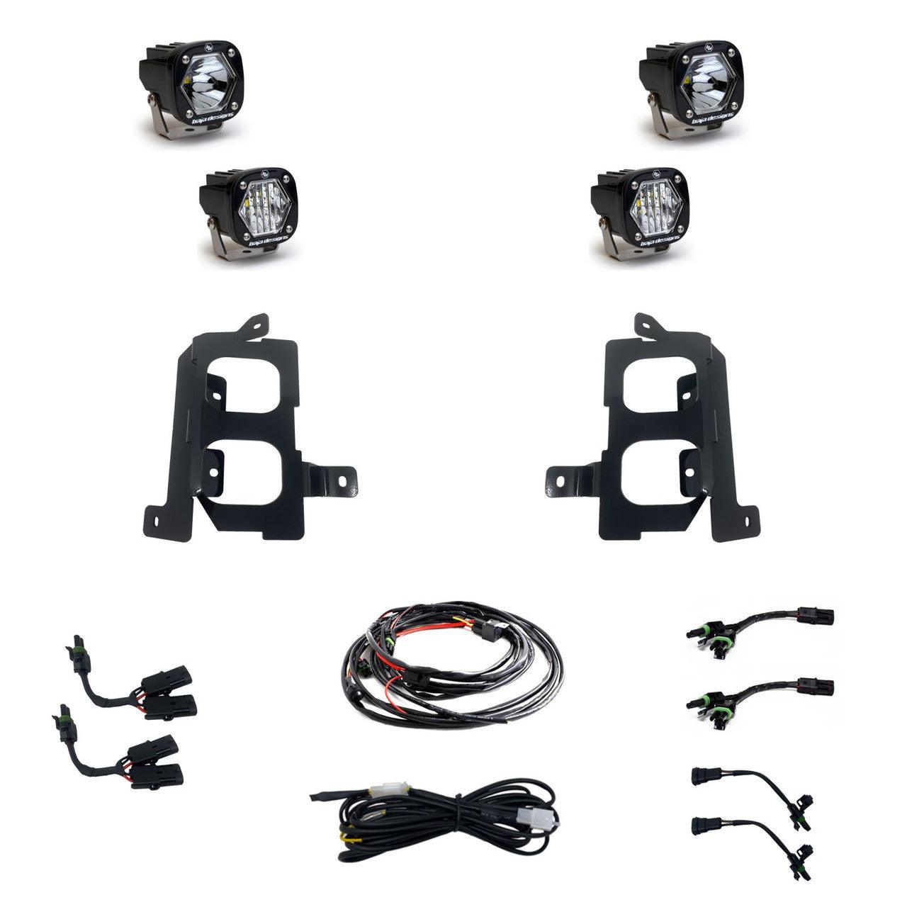 Baja Designs GMC S1 Clear Spot-Clear Dual Fog Pocket Light Kit - GMC 2020-22 Sierra 2500HD-3500HD - Apollo Off-Road