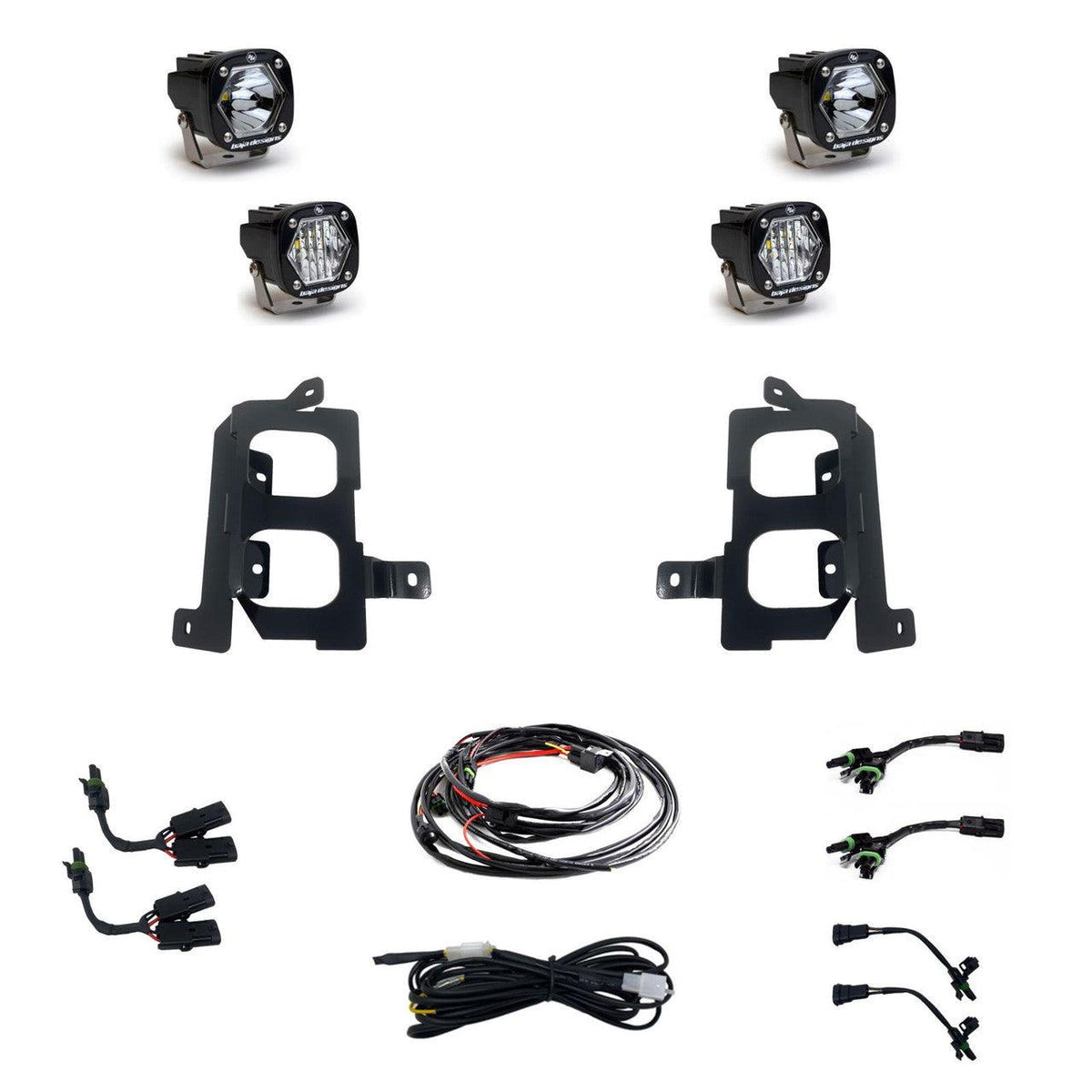 Baja Designs GMC S1 Clear Spot-Clear Dual Fog Pocket Light Kit - GMC 2020-22 Sierra 2500HD-3500HD - Apollo Off-Road
