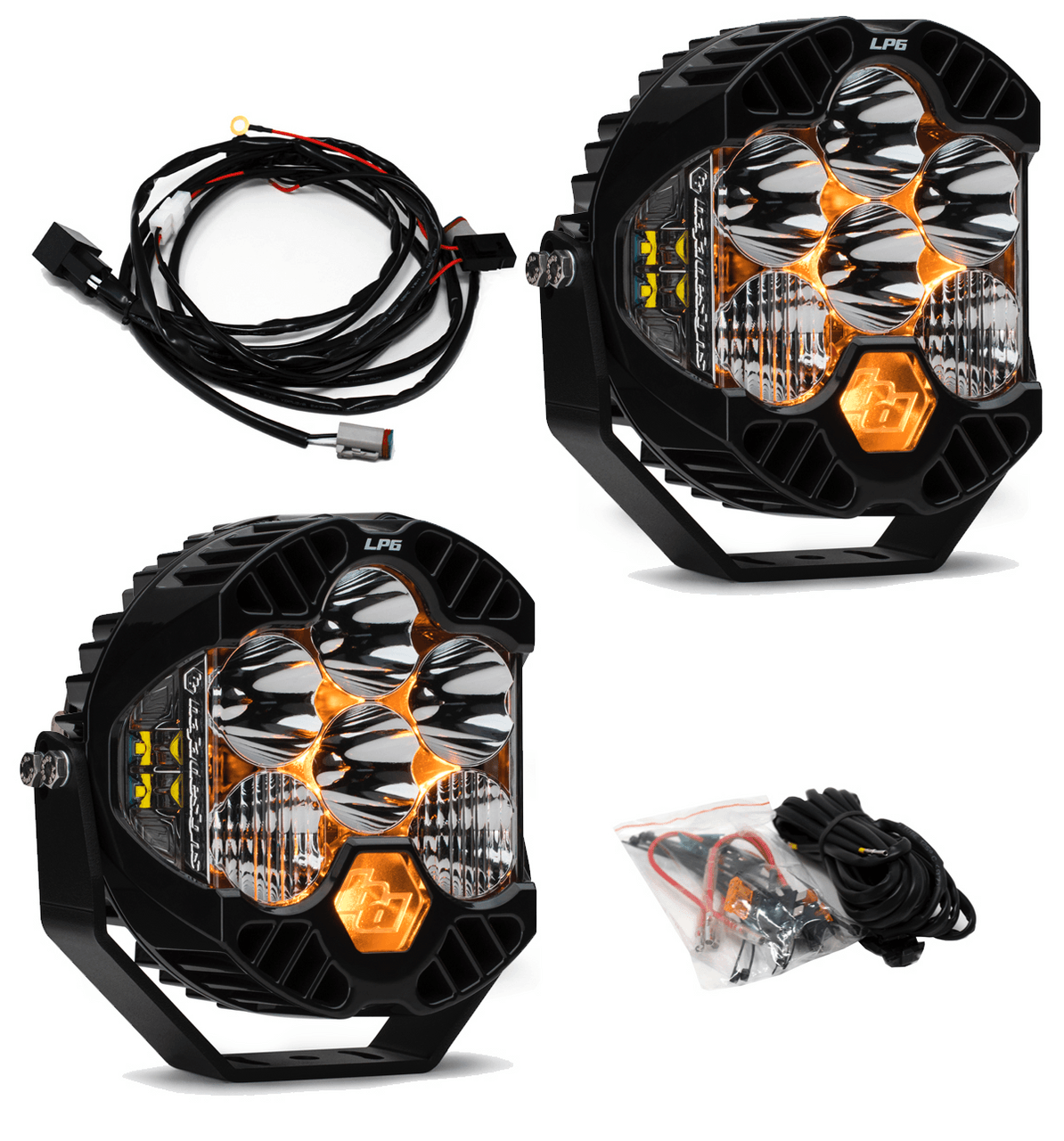 Baja Designs Jeep JL-JT LP6 Pro Bumper Light Kit - Jeep 2020-22 Gladiator, 2018-22 Wrangler JL w-OE Steel Bumper - Apollo Off-Road