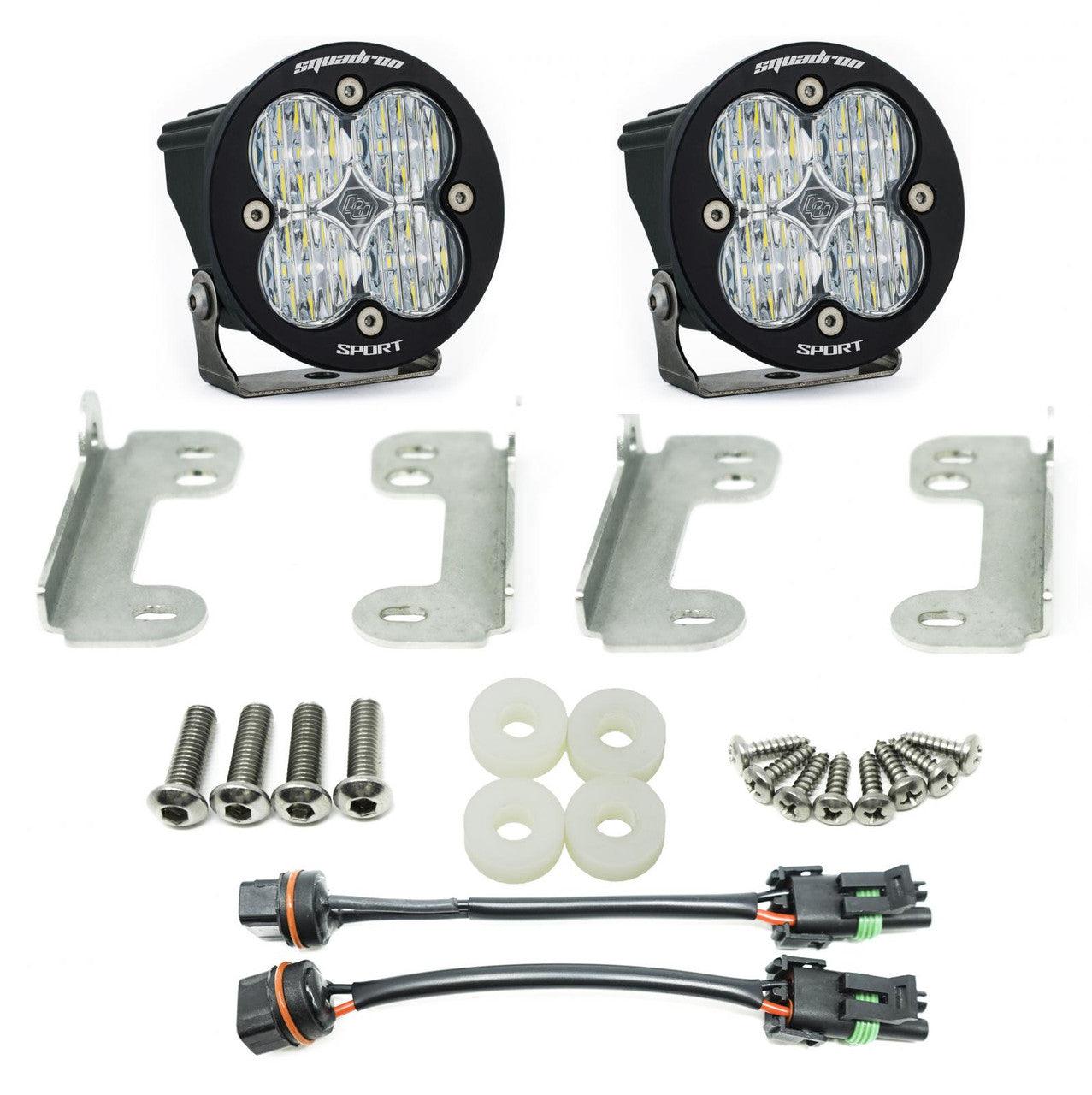 Baja Designs Jeep JL-JT Squadron-R Sport Fog Pocket Light Kit - Jeep 2020-22 Gladiator, 2018-22 Wrangler JL w- OE Sahara Bumper - Apollo Off-Road