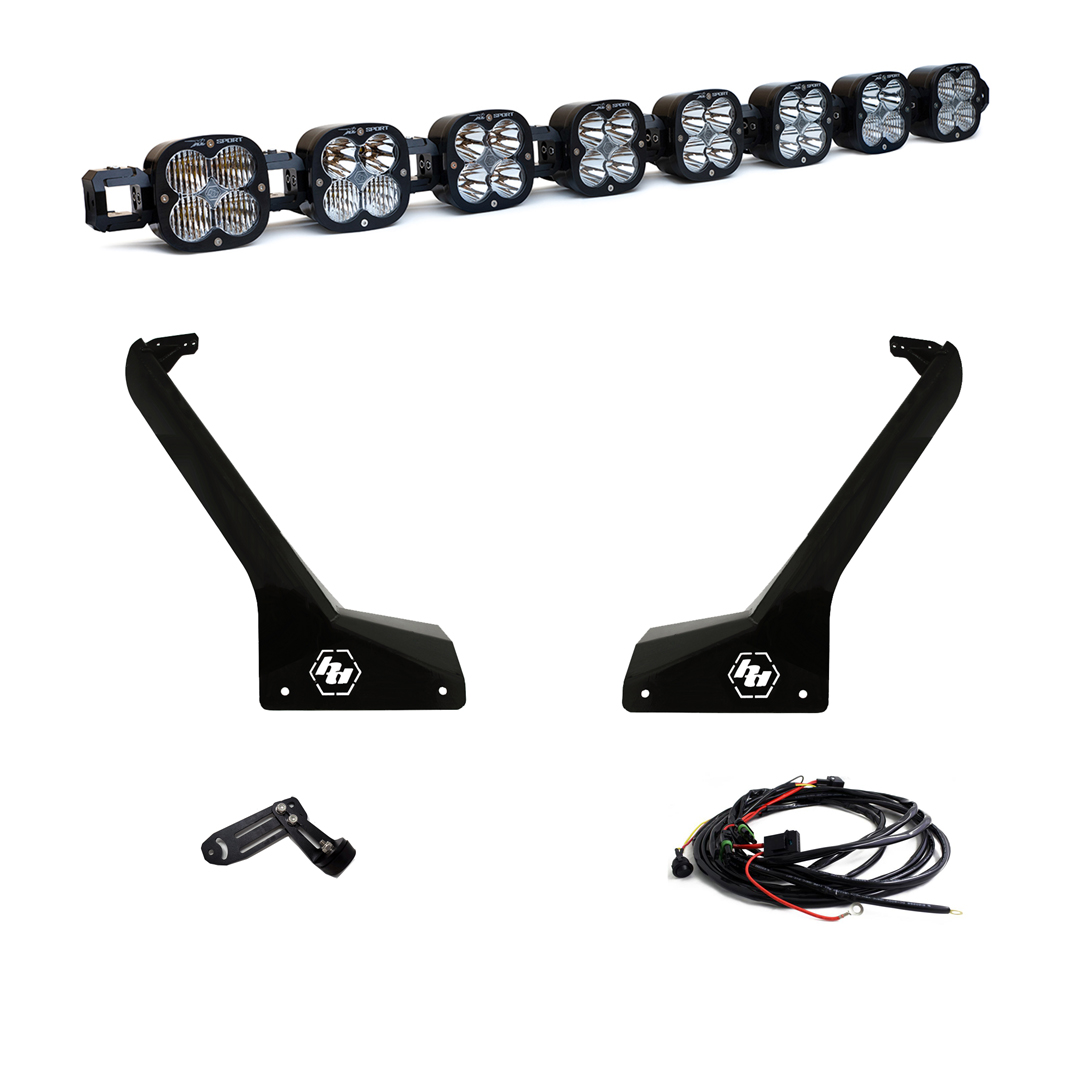 Baja Designs Jeep JL-JT XL-Linkable 8-Light Roof Mount Light Kit - Jeep 2020-22 Gladiator, 2018-22 Wrangler JL - Apollo Off-Road