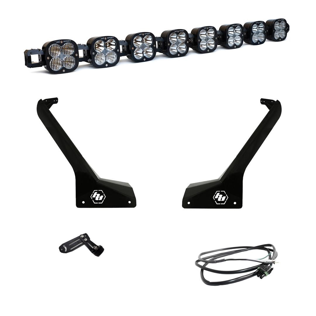 Baja Designs Jeep JL-JT XL-Linkable 8-Light Roof Mount w-Upfitter Light Kit - Jeep 2020-22 Gladiator, 2018-22 Wrangler JL - Apollo Off-Road