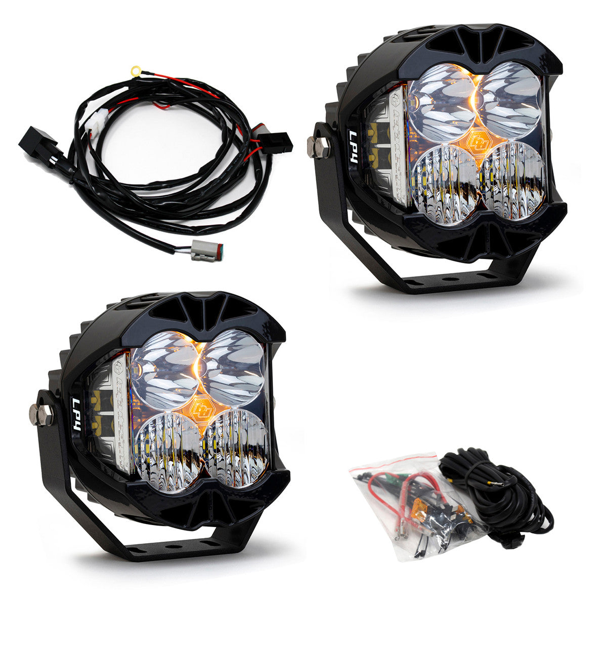 Baja Designs LP4 Pro LED Light Pair, Driving-Combo Pattern, Clear - Apollo Off-Road