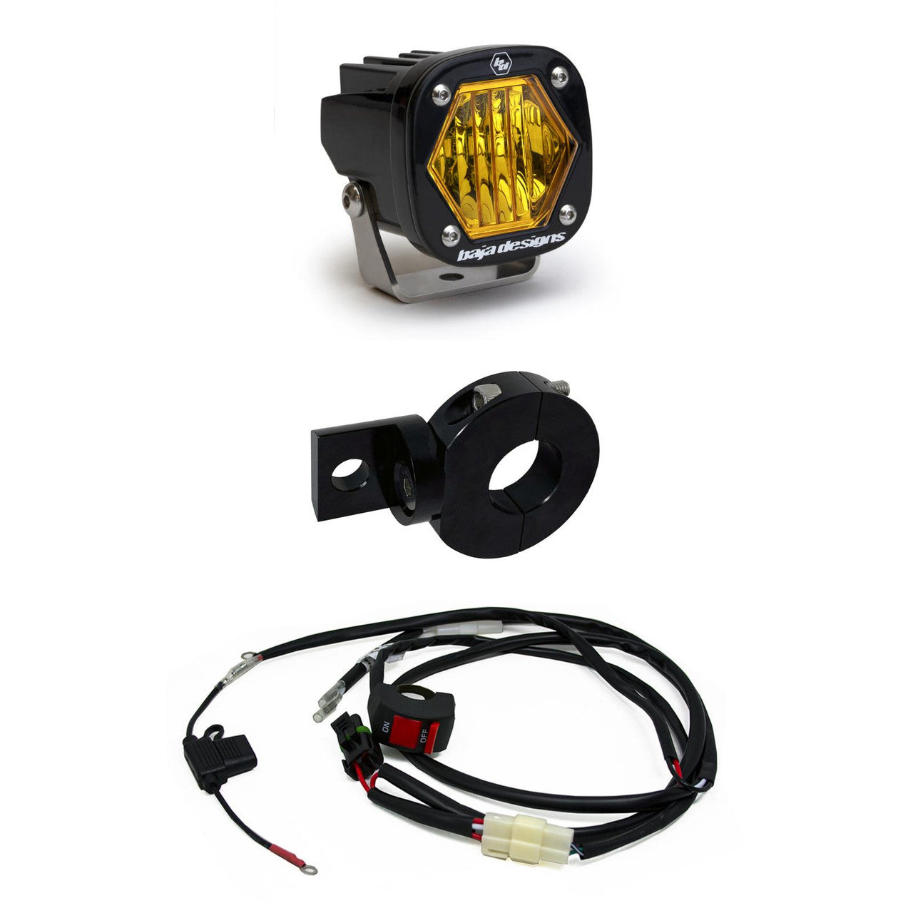 Baja Designs Moto Electric Start Pit Bike S1 Light Kit, Wide Cornering Pattern, Amber - Apollo Off-Road