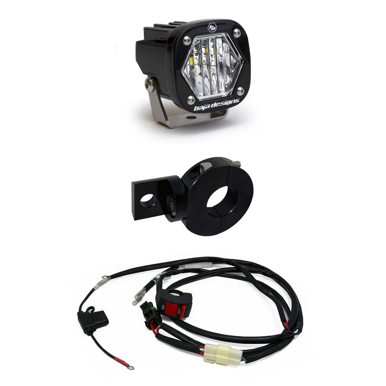 Baja Designs Moto Electric Start Pit Bike S1 Light Kit, Wide Cornering Pattern, Clear - Apollo Off-Road
