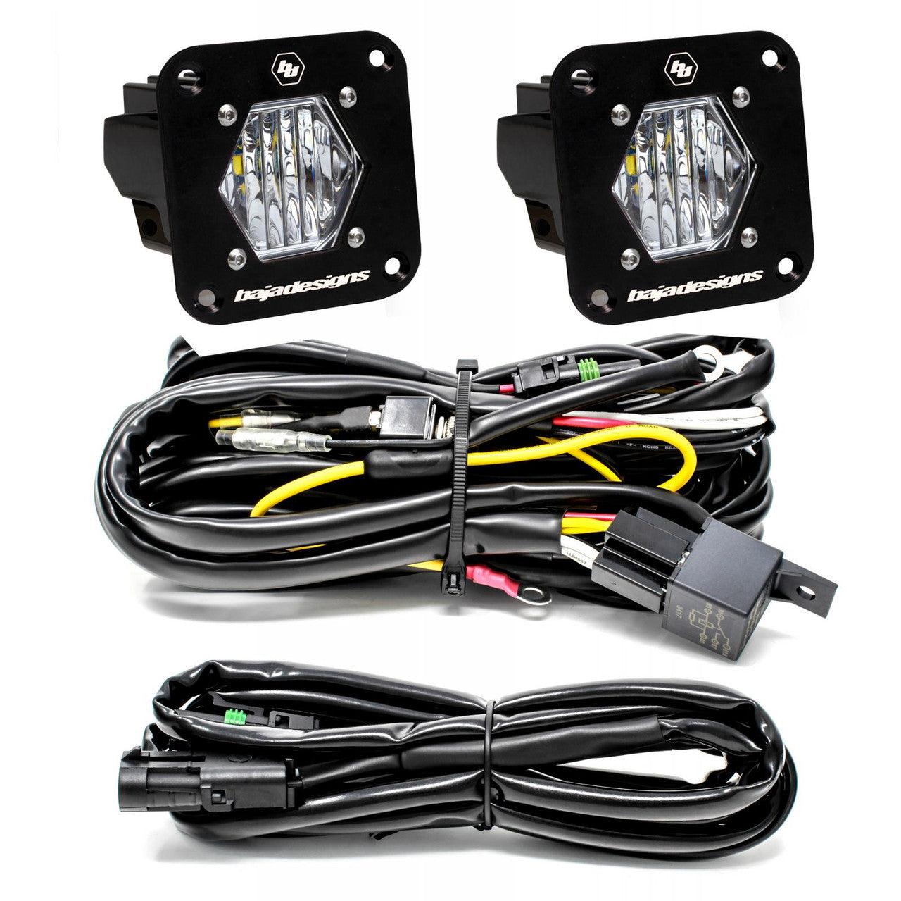 Baja Designs S1 Black Flush Mount LED Light Pod Reverse Kit, Wide Cornering Pattern, Clear - Apollo Off-Road