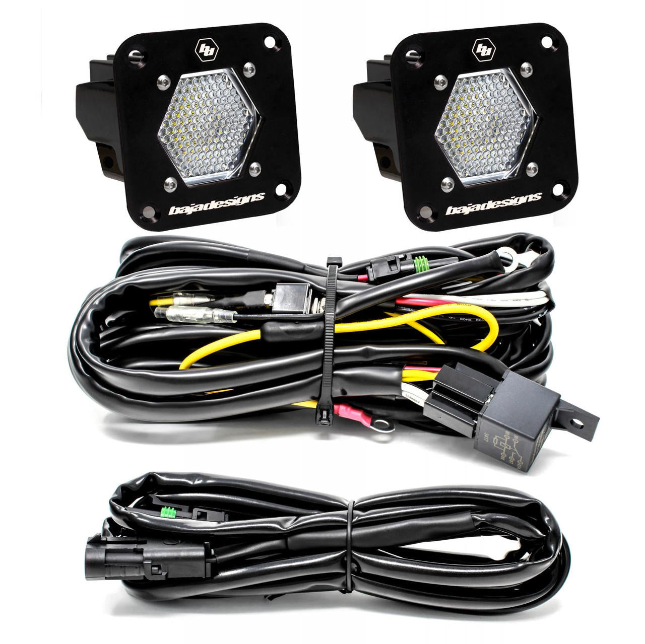 Baja Designs S1 Black Flush Mount LED Light Pod Reverse Kit, Work-Scene Pattern, Clear - Apollo Off-Road