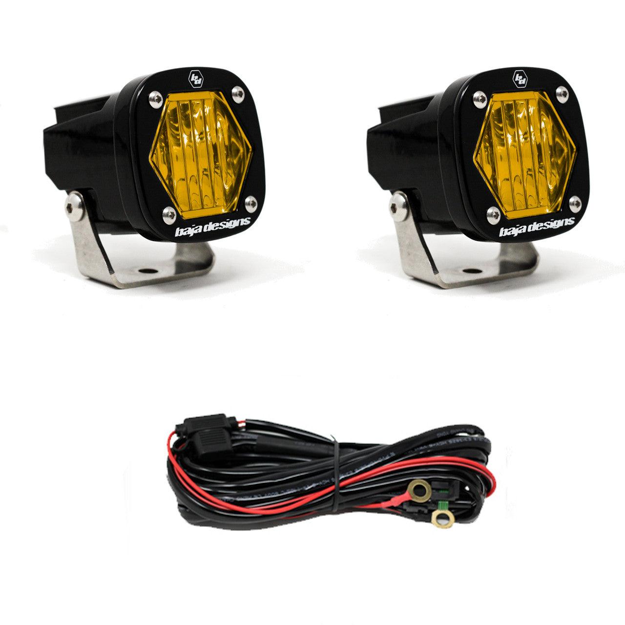 Baja Designs S1 Black LED Light Pod Pair, Wide Cornering Pattern, Amber - Apollo Off-Road