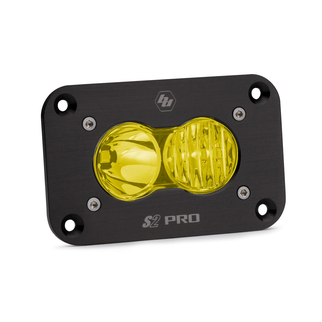 Baja Designs S2 Pro Black Flush Mount LED Light Pod, Driving-Combo Pattern, Amber - Apollo Off-Road