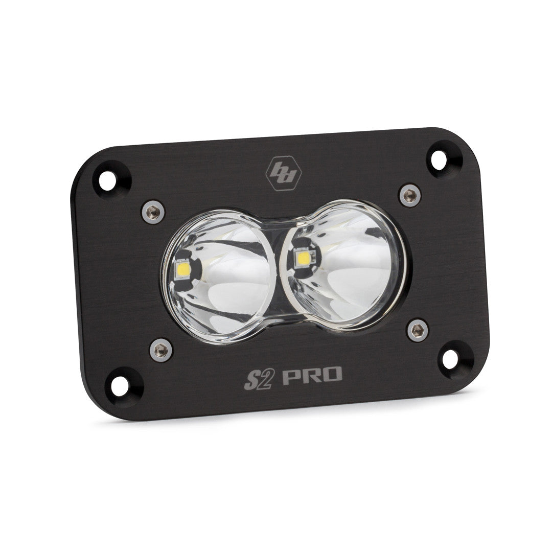 Baja Designs S2 Pro Black Flush Mount LED Light Pod, Spot Pattern, Clear - Apollo Off-Road