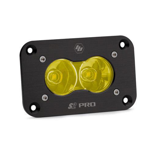 Baja Designs S2 Pro Black Flush Mount LED Light Pod, Work-Scene Pattern, Amber - Apollo Off-Road