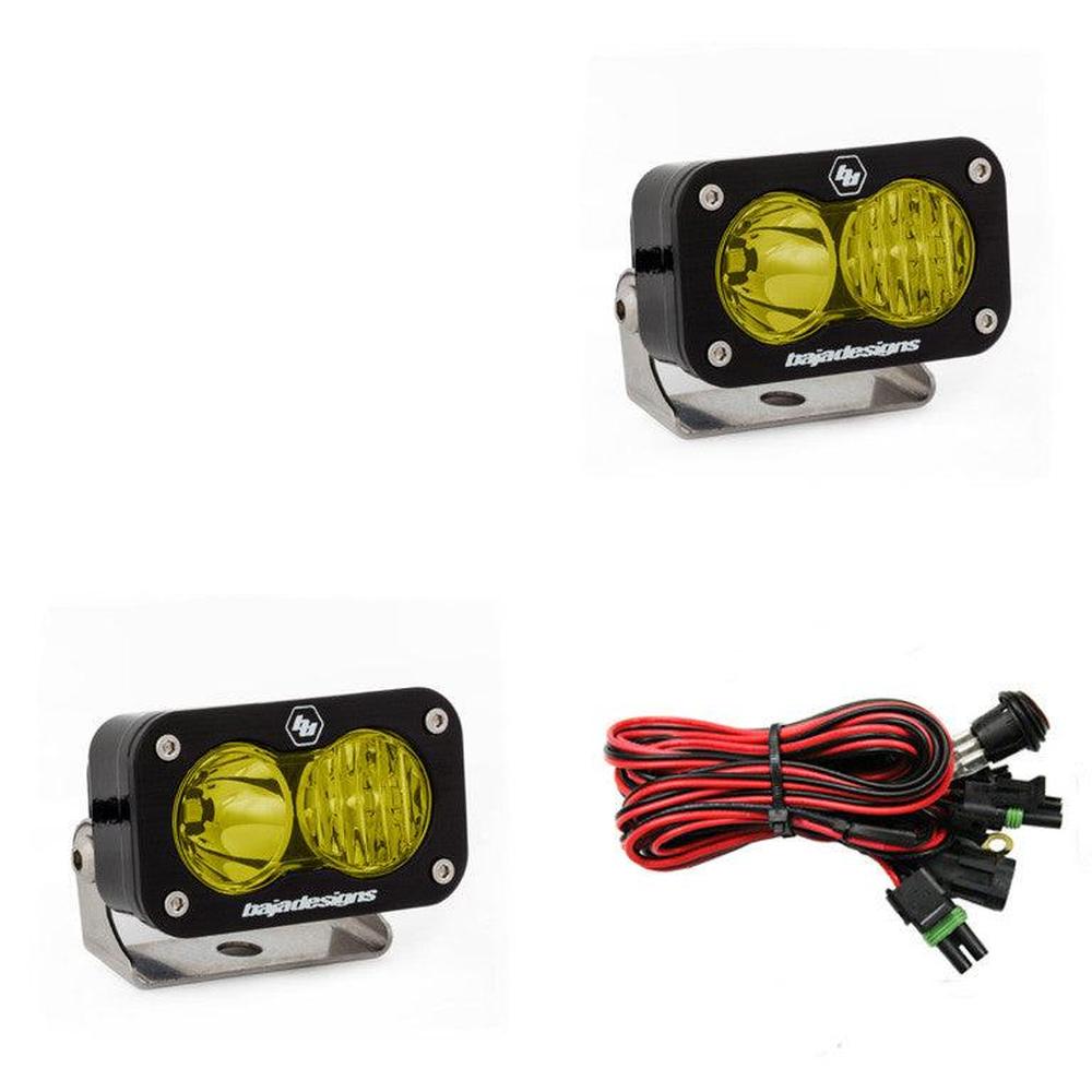 Baja Designs S2 Pro Black LED Light Pod Pair, Driving-Combo Pattern, Amber - Apollo Off-Road