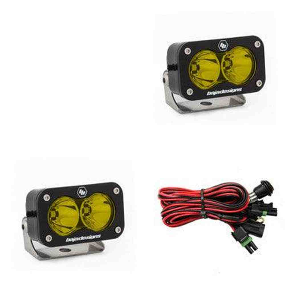 Baja Designs S2 Pro Black LED Light Pod Pair, Spot Pattern, Amber - Apollo Off-Road