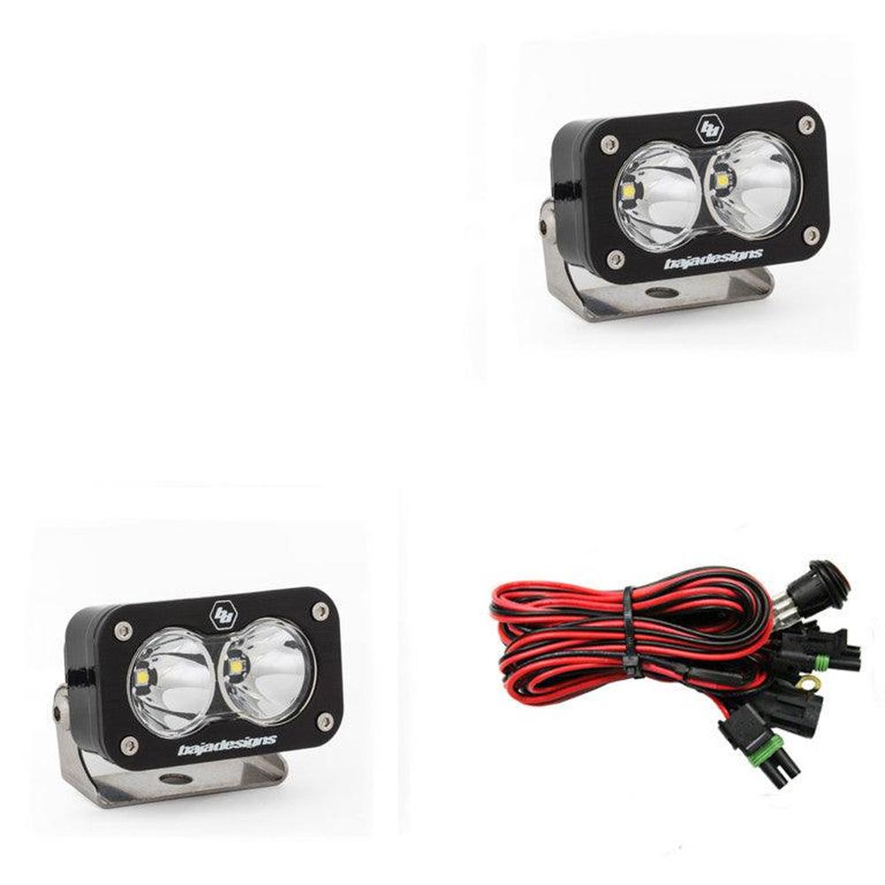 Baja Designs S2 Pro Black LED Light Pod Pair, Work-Scene Pattern, Clear - Apollo Off-Road