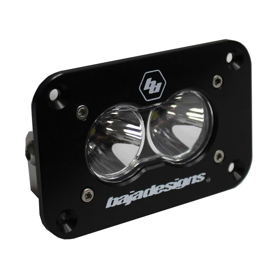 Baja Designs S2 Sport Black Flush Mount LED Light Pod, Spot Pattern, Clear - Apollo Off-Road
