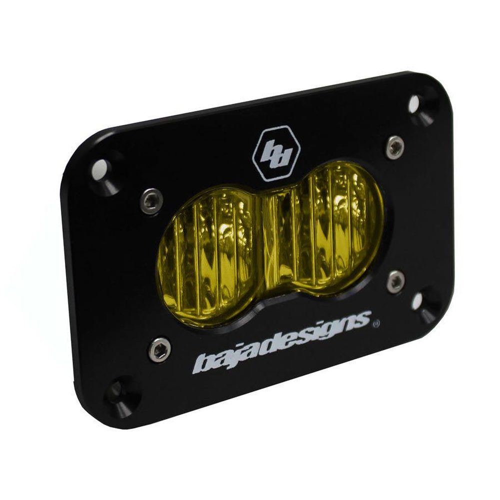 Baja Designs S2 Sport Black Flush Mount LED Light Pod, Wide Cornering Pattern, Amber - Apollo Off-Road
