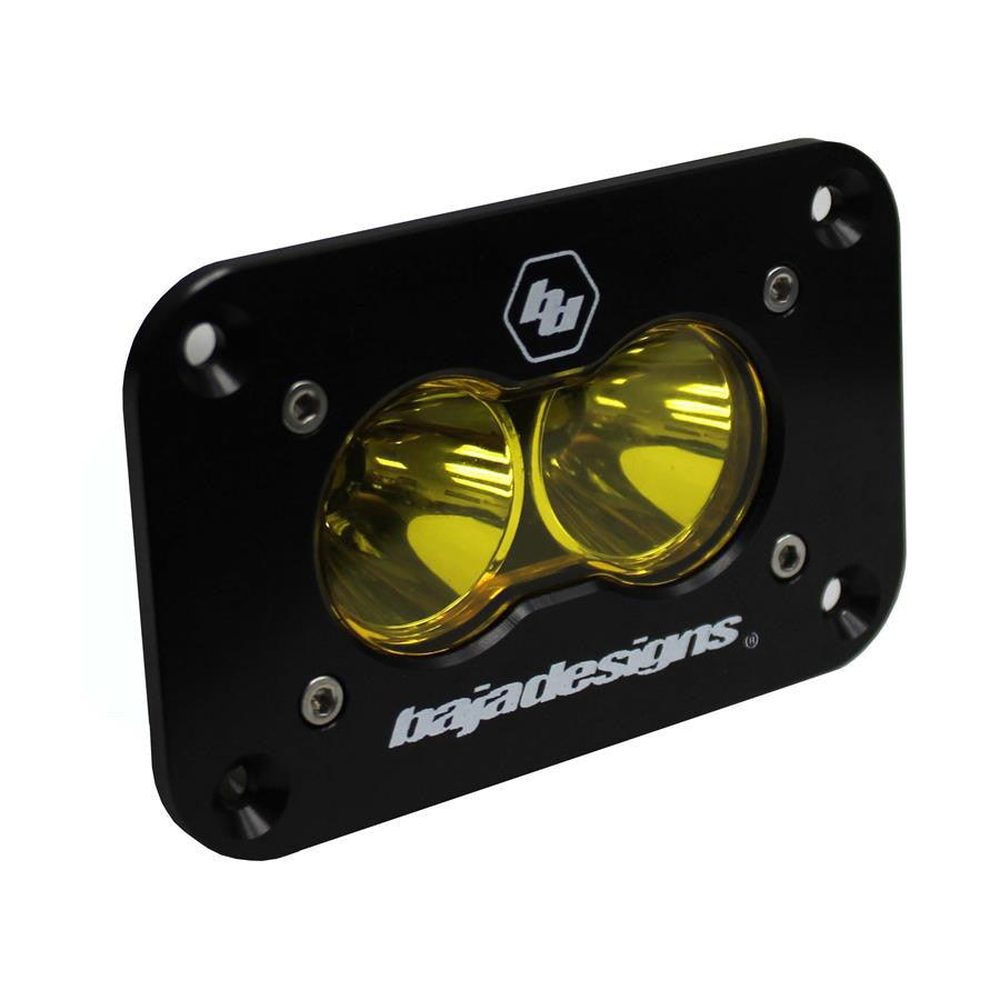 Baja Designs S2 Sport Black Flush Mount LED Light Pod, Work-Scene Pattern, Amber - Apollo Off-Road