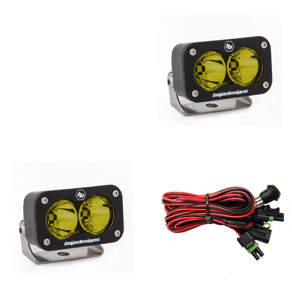 Baja Designs S2 Sport Black LED Light Pod Pair, Spot Pattern, Amber - Apollo Off-Road