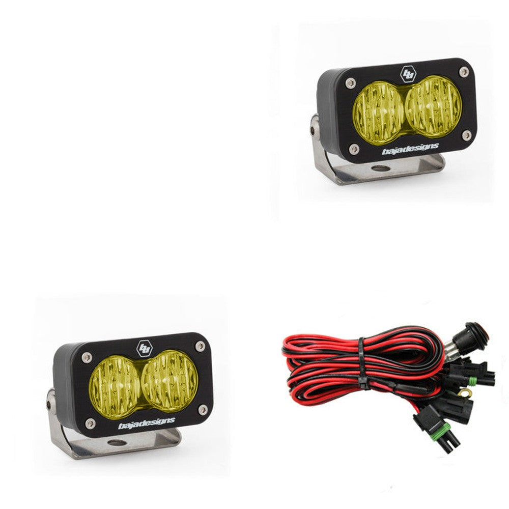 Baja Designs S2 Sport Black LED Light Pod Pair, Wide Cornering Pattern, Amber - Apollo Off-Road