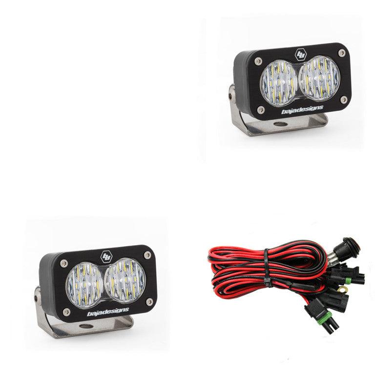 Baja Designs S2 Sport Black LED Light Pod Pair, Wide Cornering Pattern, Clear - Apollo Off-Road