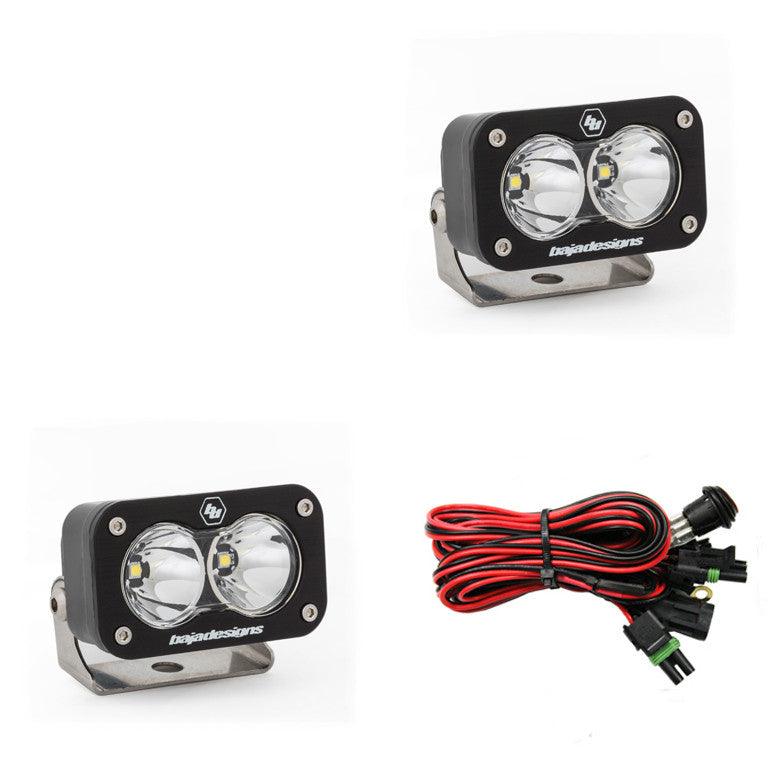 Baja Designs S2 Sport Black LED Light Pod Pair, Work-Scene Pattern, Clear - Apollo Off-Road